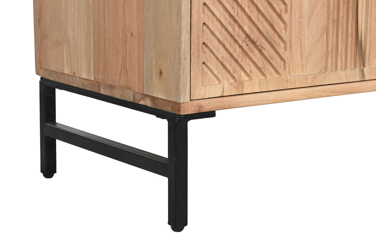 Buffet acacia metal 145*40*80cm marron