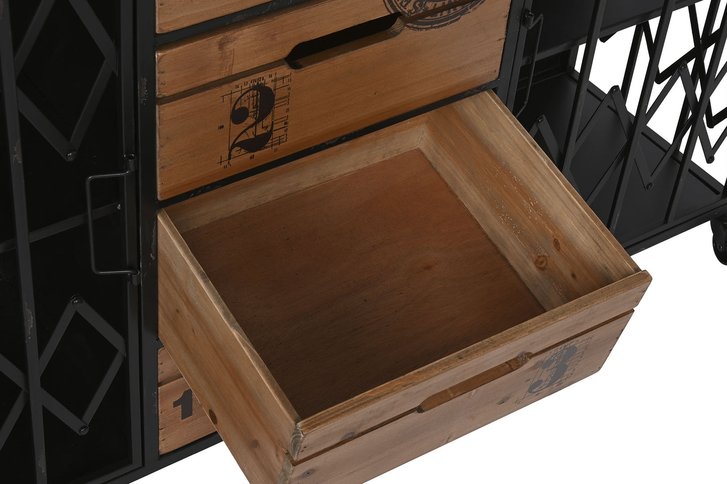 Cajonera abeto metal 122.5*32.5*74cm ruedas