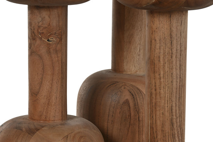 Mesa redonda de comedor acacia y mármol 106 × 106 × 76 cm