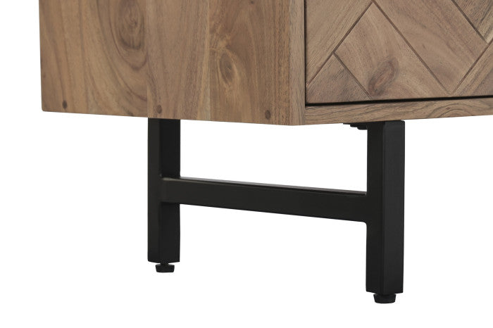 Chifonier acacia metal 80x40x115 marrón claro