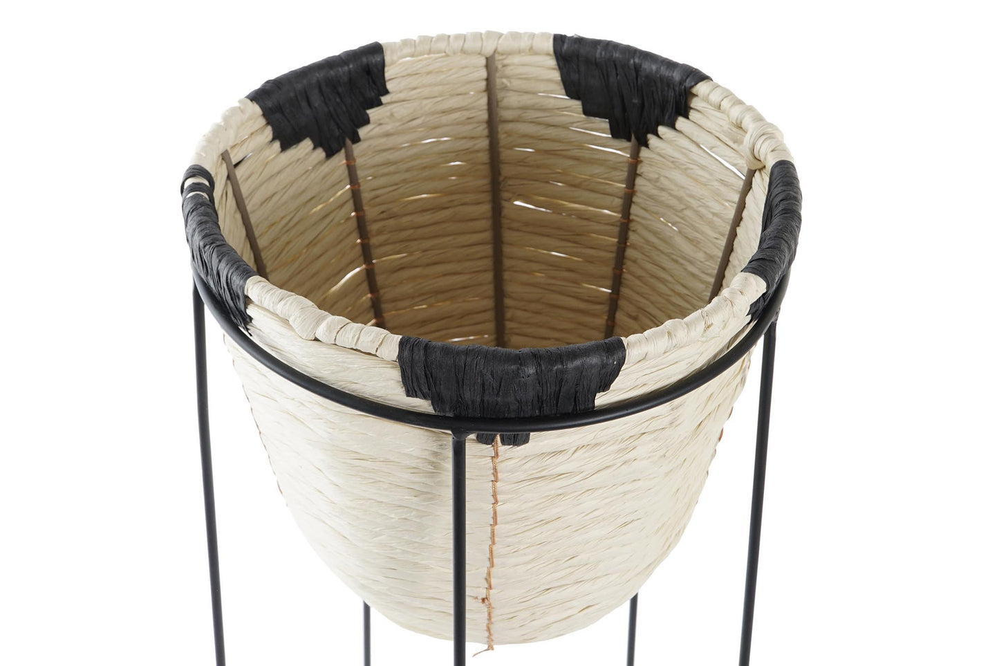 Macetero fibra metal 30*30*62cm natural