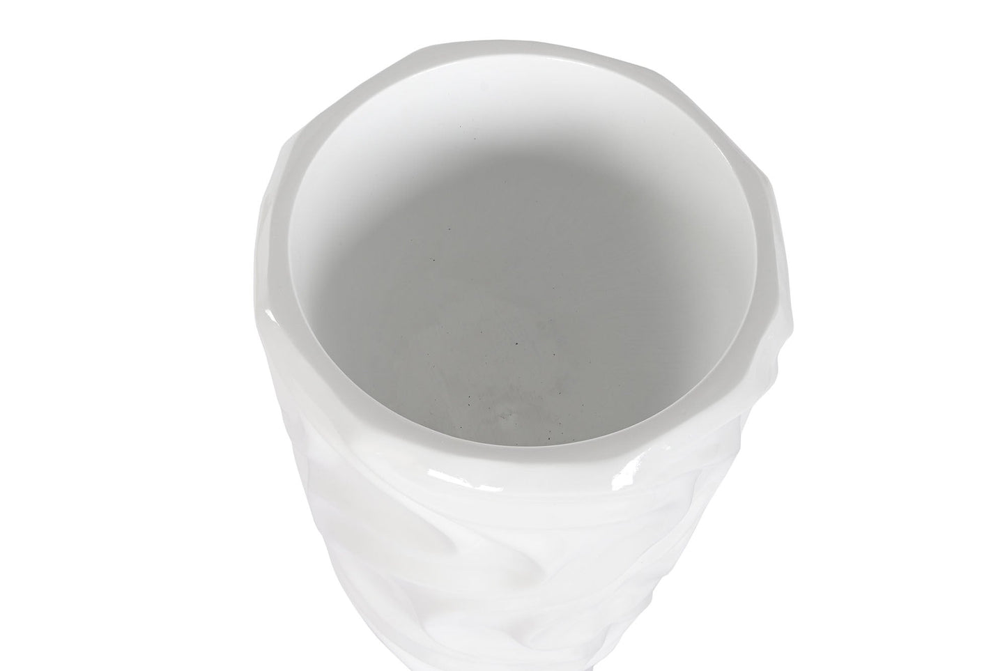 Macetero fibra vidrio 35*35*71cm ondas lacado blanco