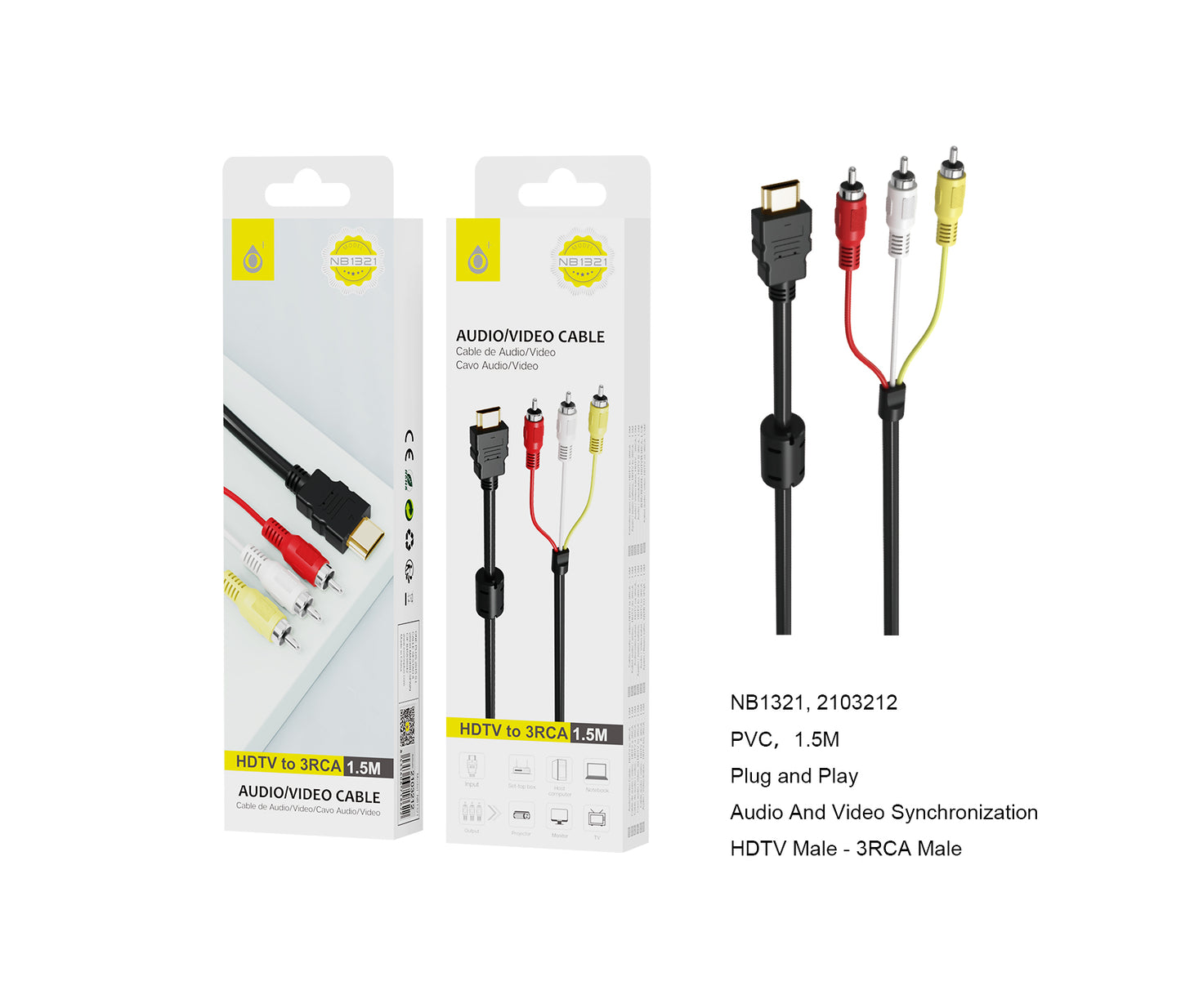 Cable HDMI a 3RCA 1.5m