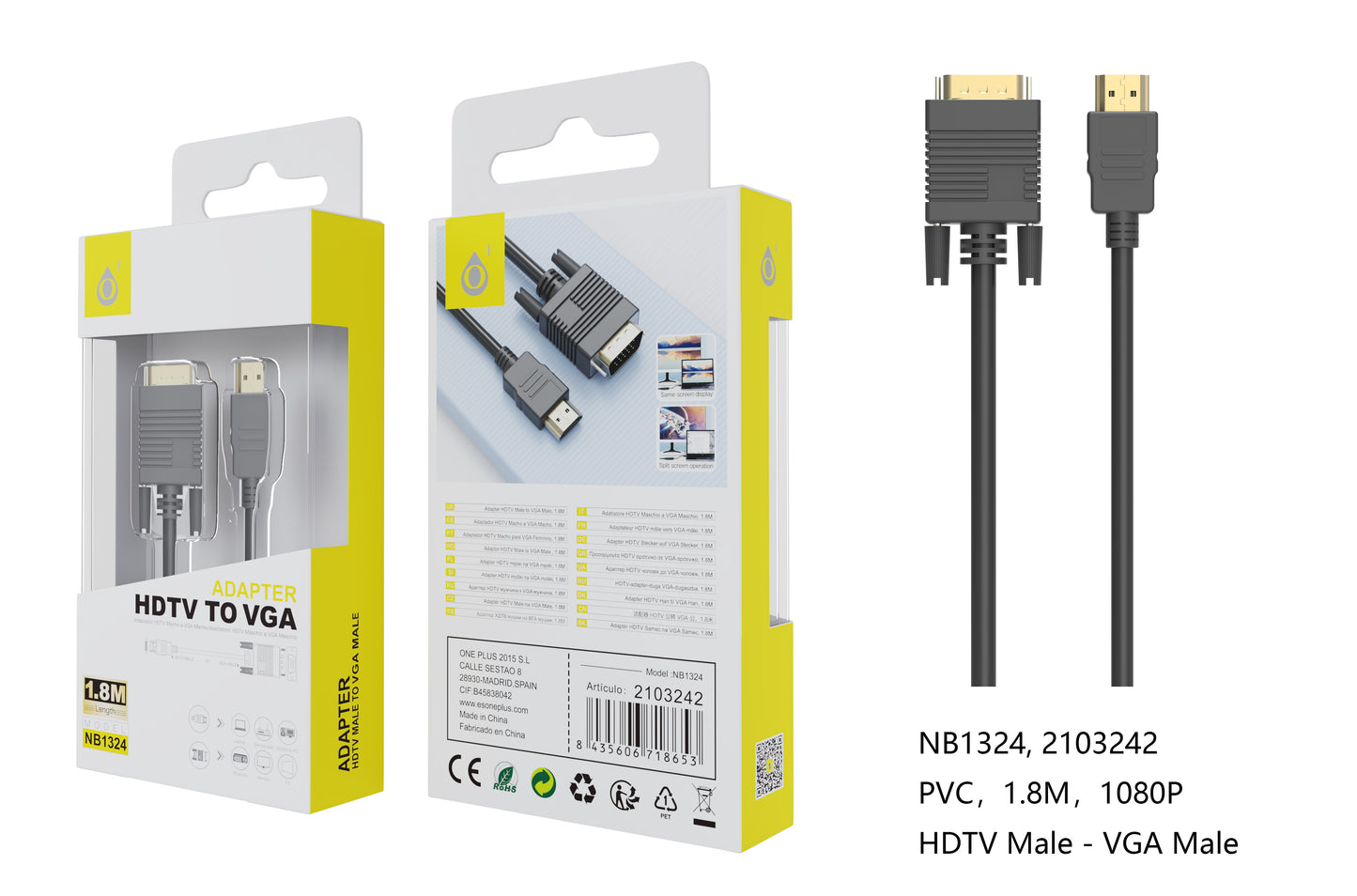 Cable HDMI a VGA 1.8m