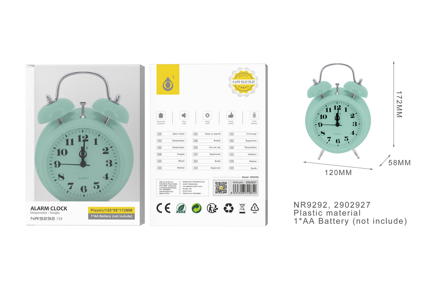 Reloj despertador verde