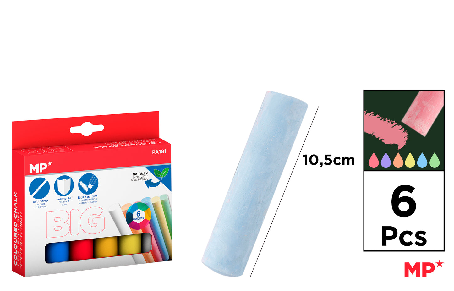 Tiza maxi 10.5*2.2cm 6pcs color