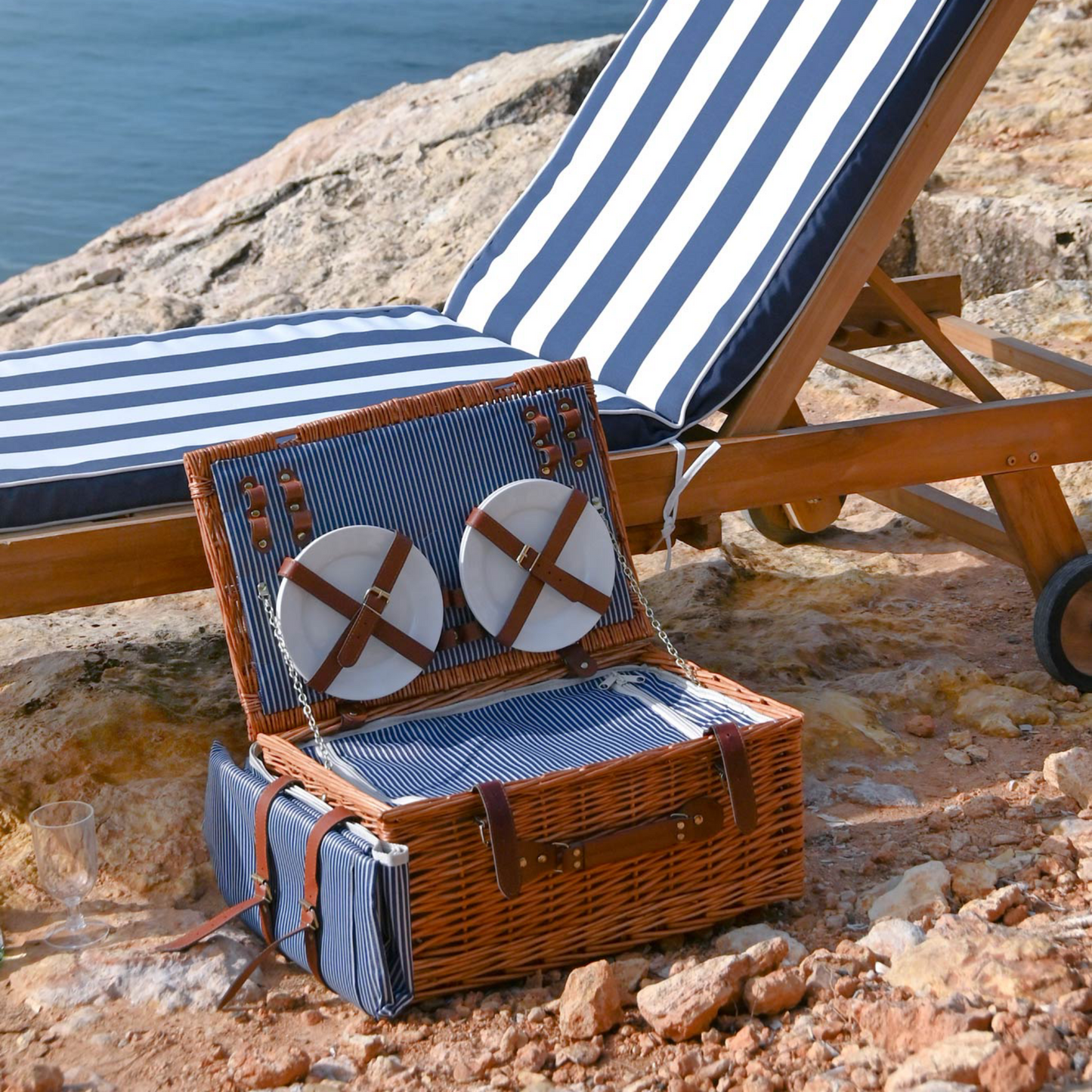 Cesta picnic set 16 mimbre 46*30*20cm