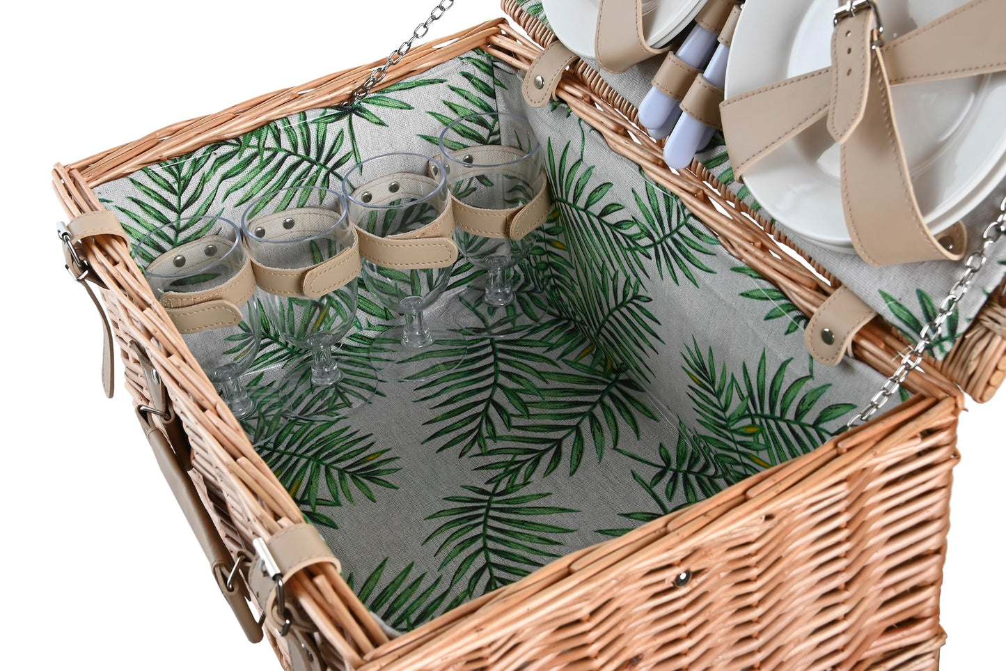 Cesta picnic set 14 mimbre 44*30*22cm