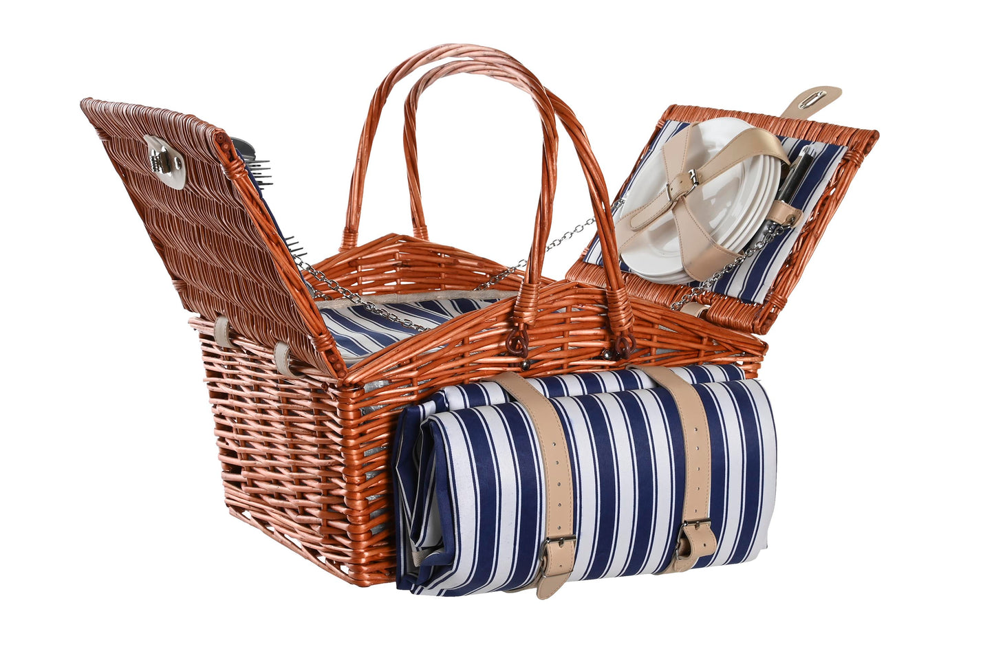 Cesta picnic set 19 mimbre 42*30*20cm marron