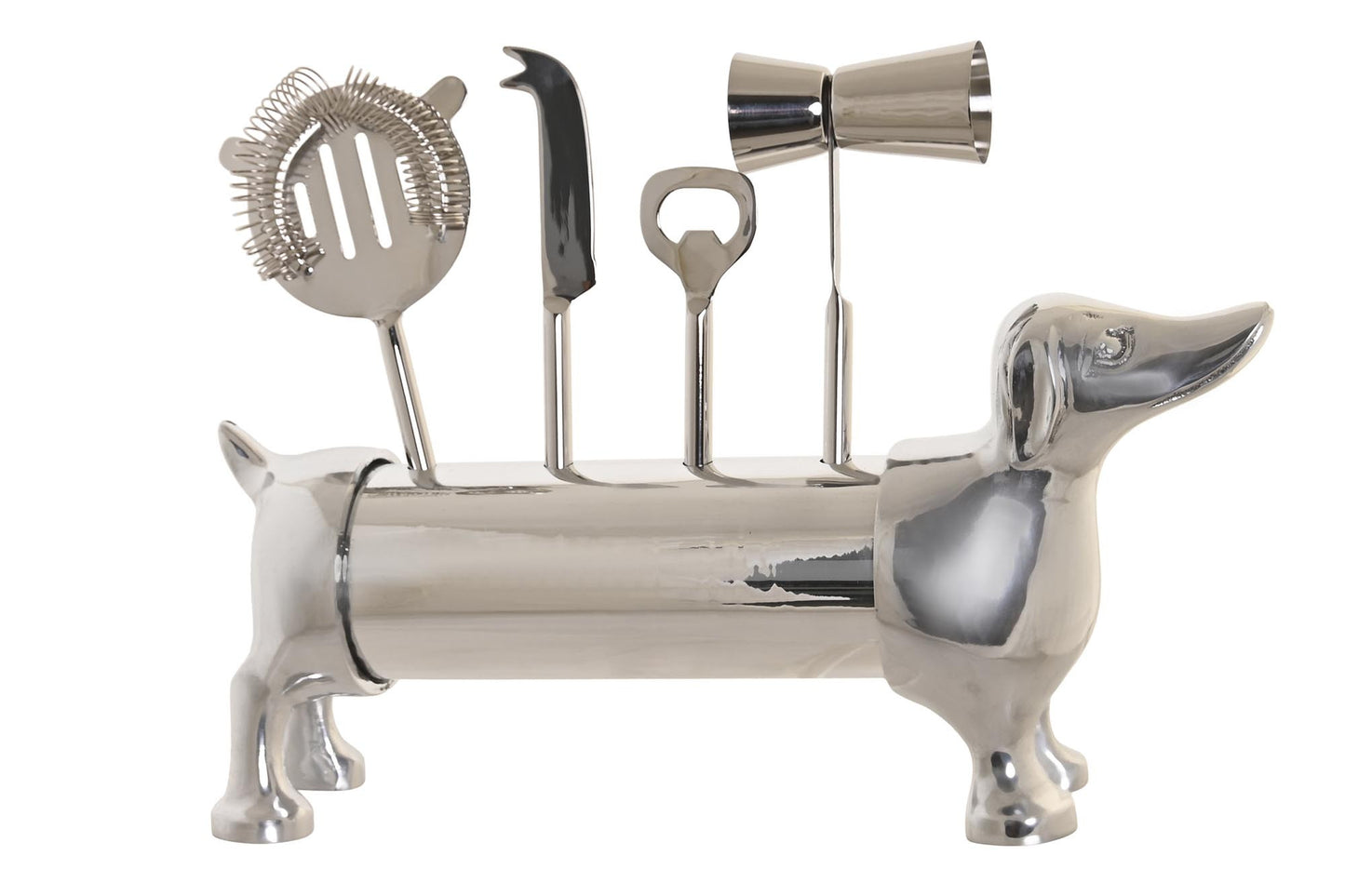 Coctel set 4 inox 37*9*18cm perro cromado plateado