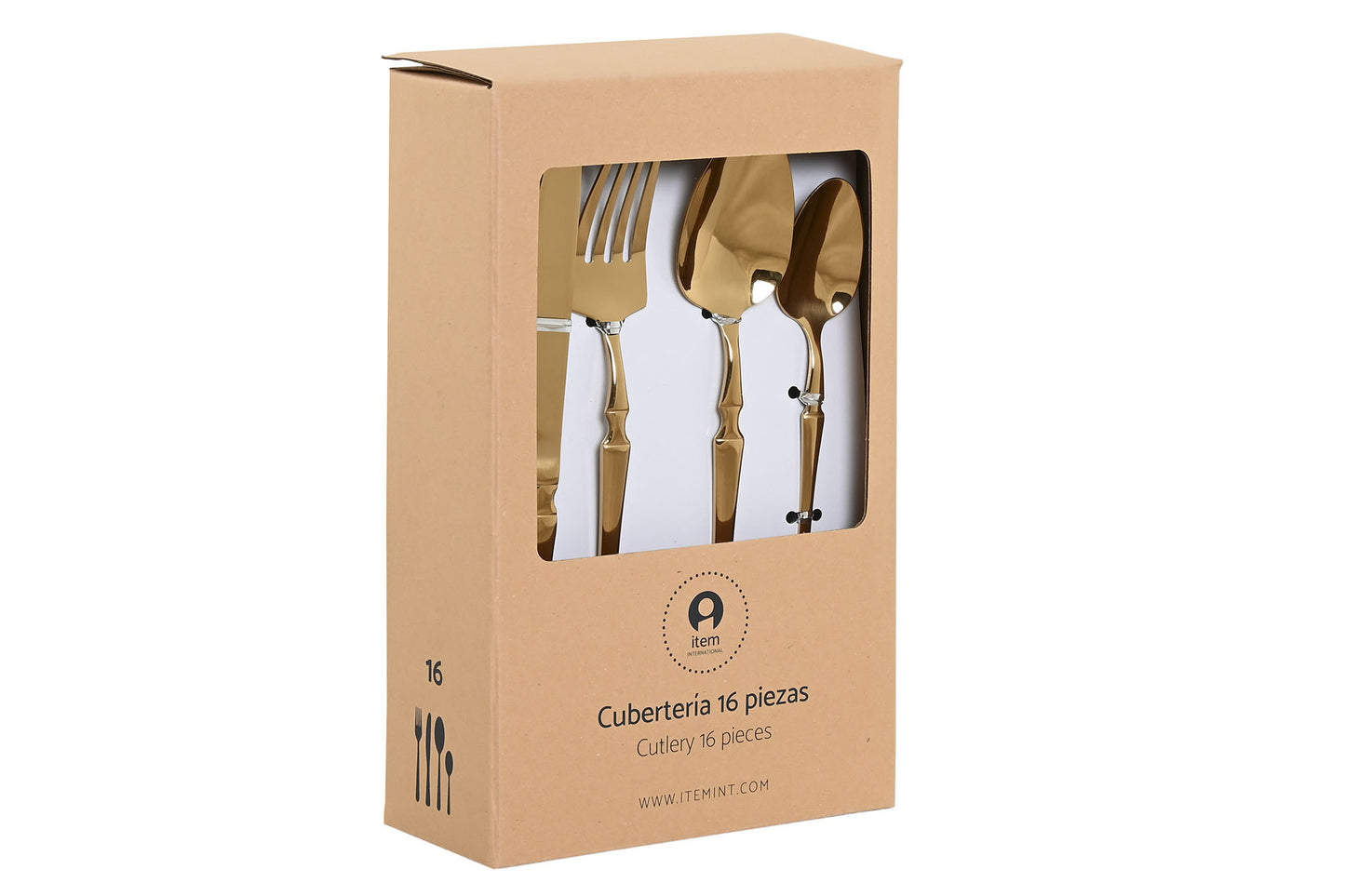 Cuberteria set 16 inox 4.5*2*21cm 3mm dorado