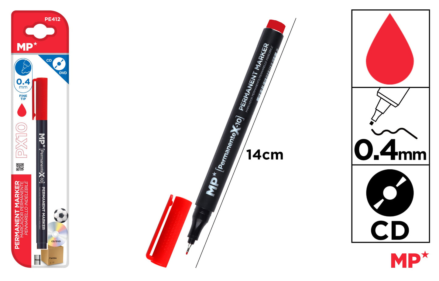 Marcador CD Permanente con Punta 0.4mm azul