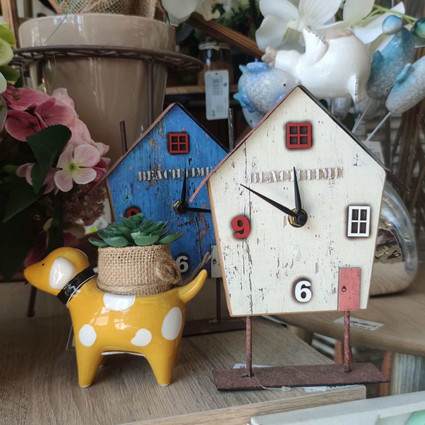 Reloj casita madera blanco
