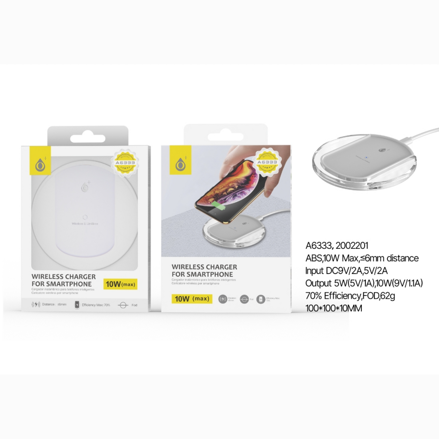Cargador inalámbrico rápido blanco