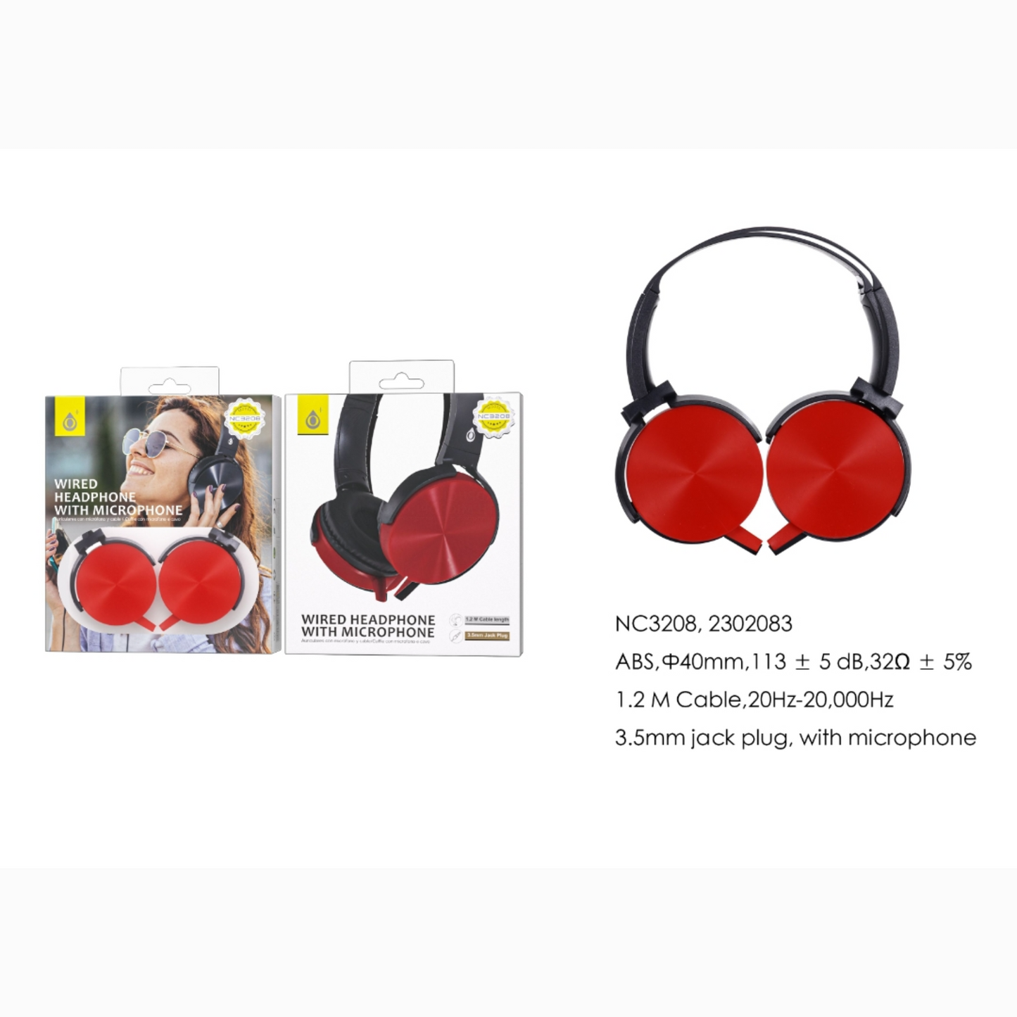 Casco de cable con Microfono Blanco