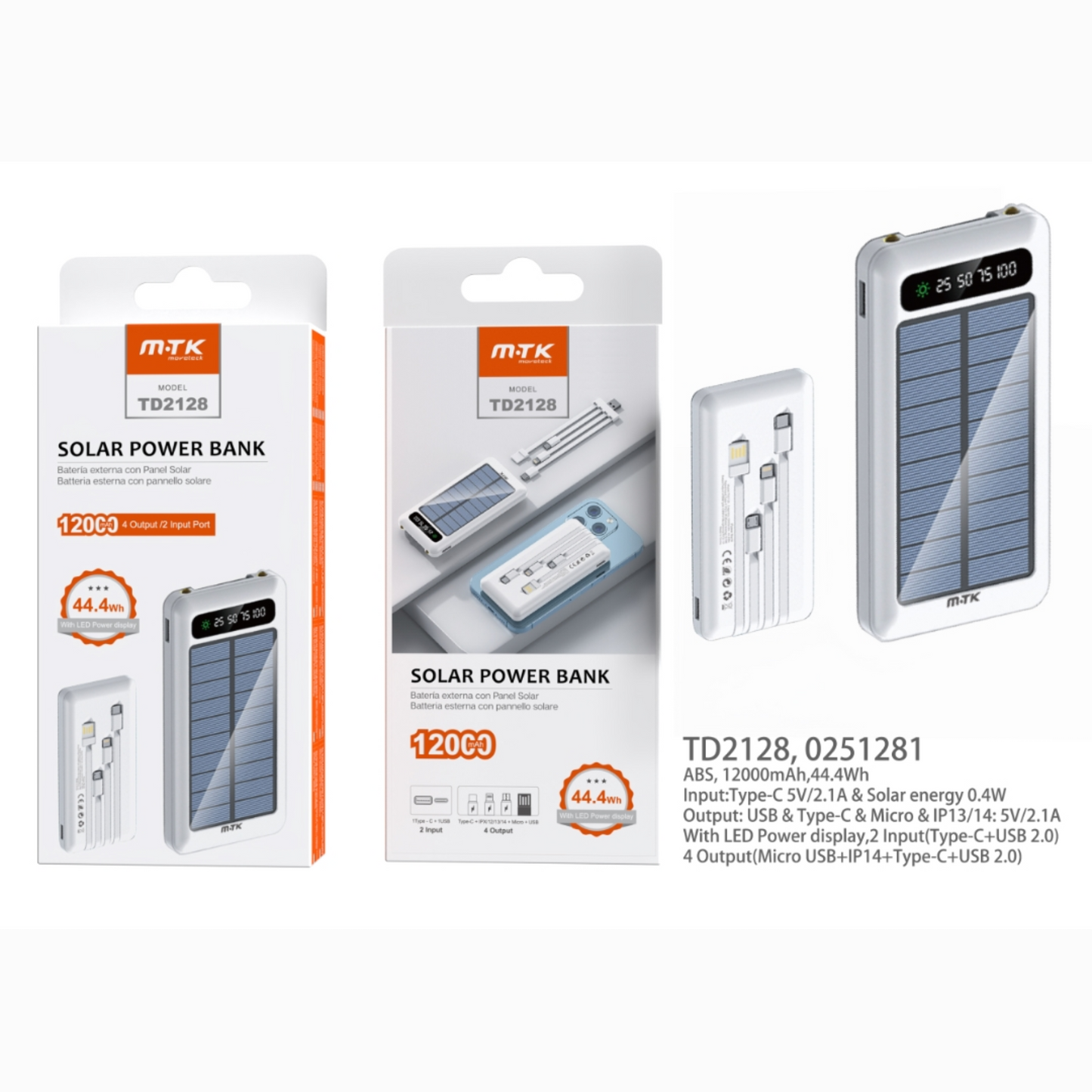 Powerbank con panel solar negro