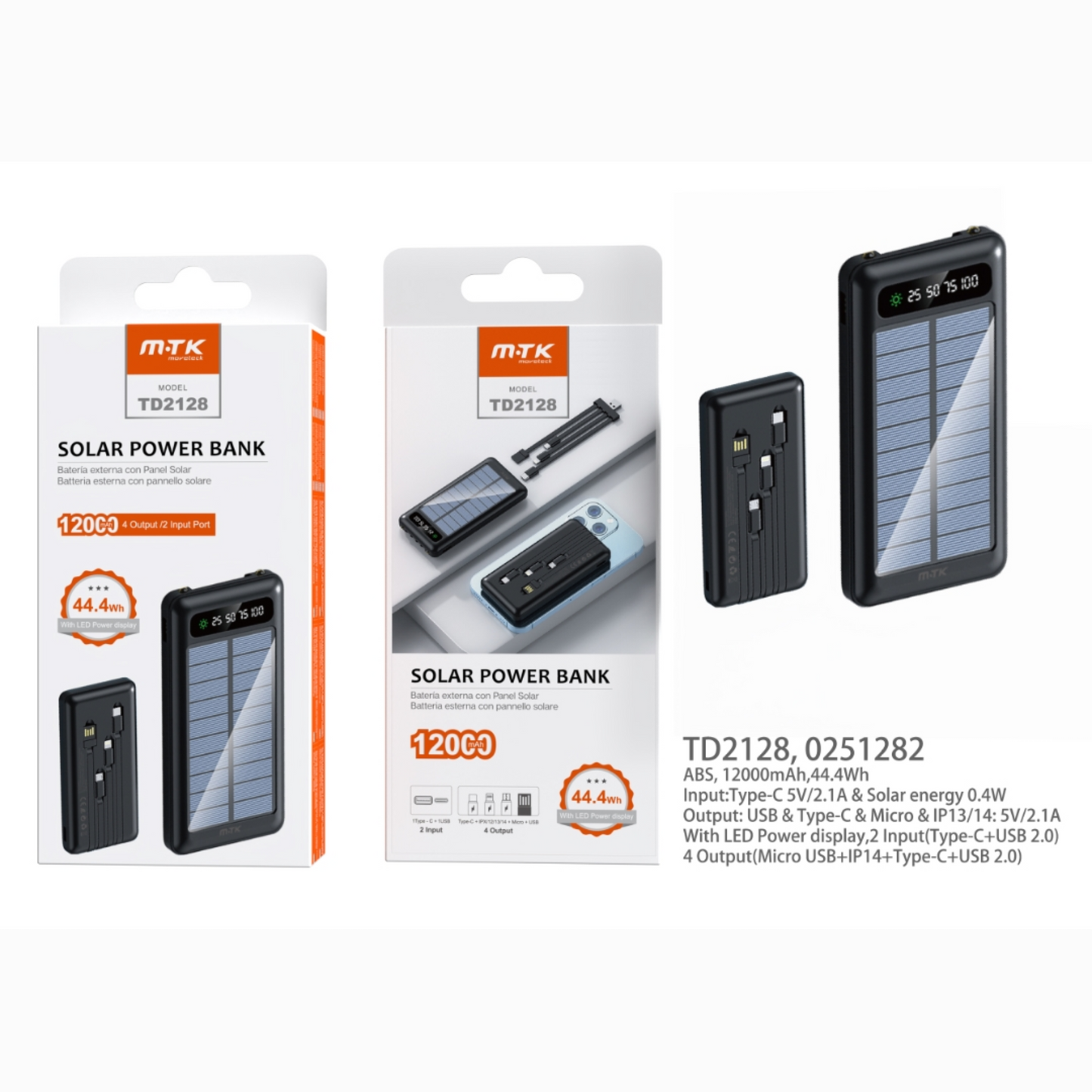 Powerbank con panel solar negro