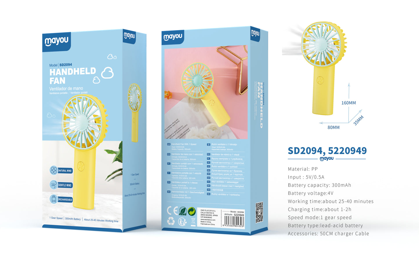Mini ventilador de mano 16*8*3.5cm