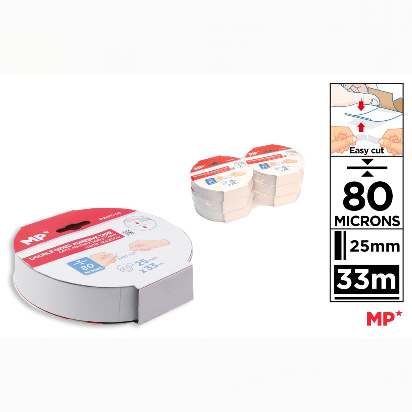 Cinta adhesiva doblecara 80 micras 25mmx33m