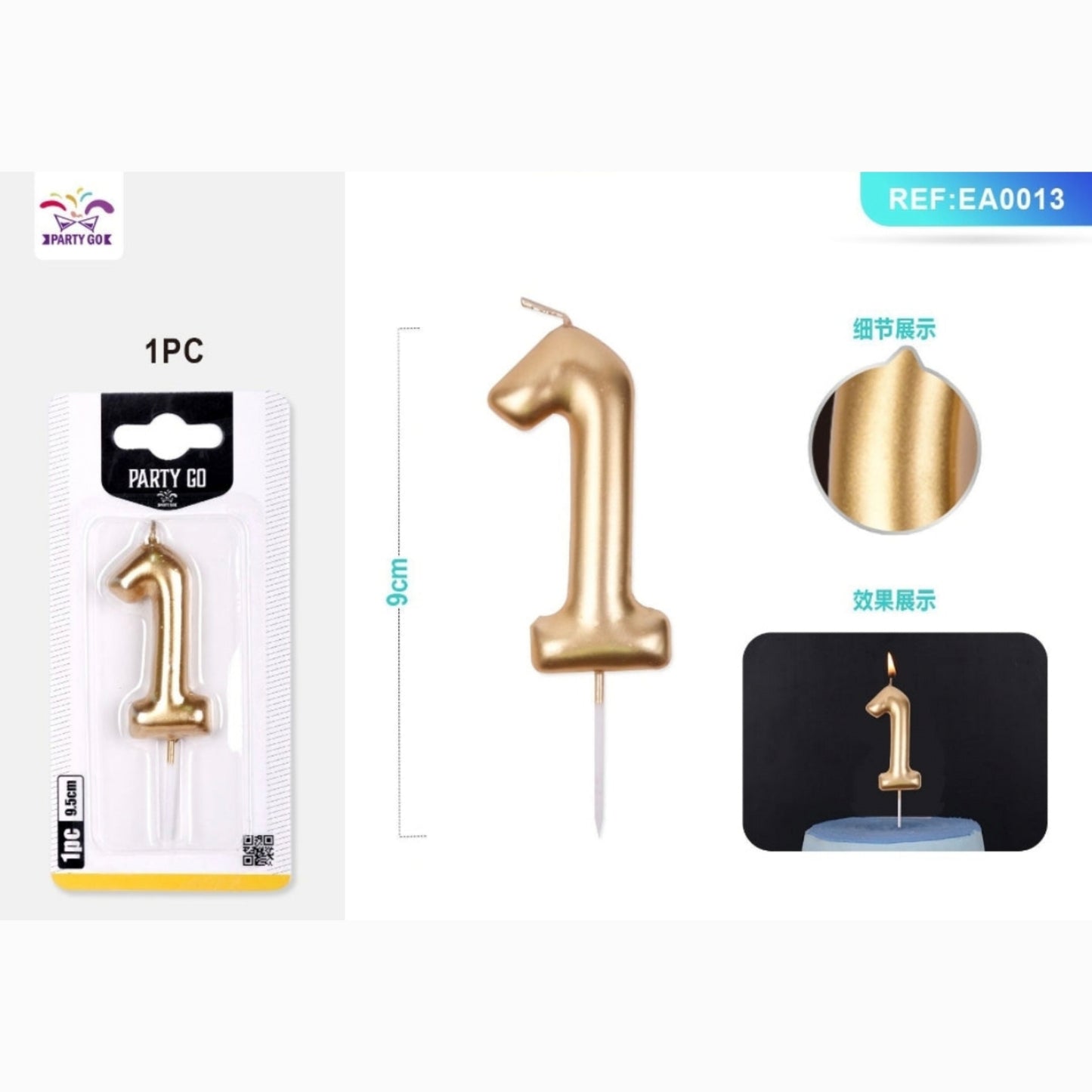 Vela de numero color oro ( + numeros )