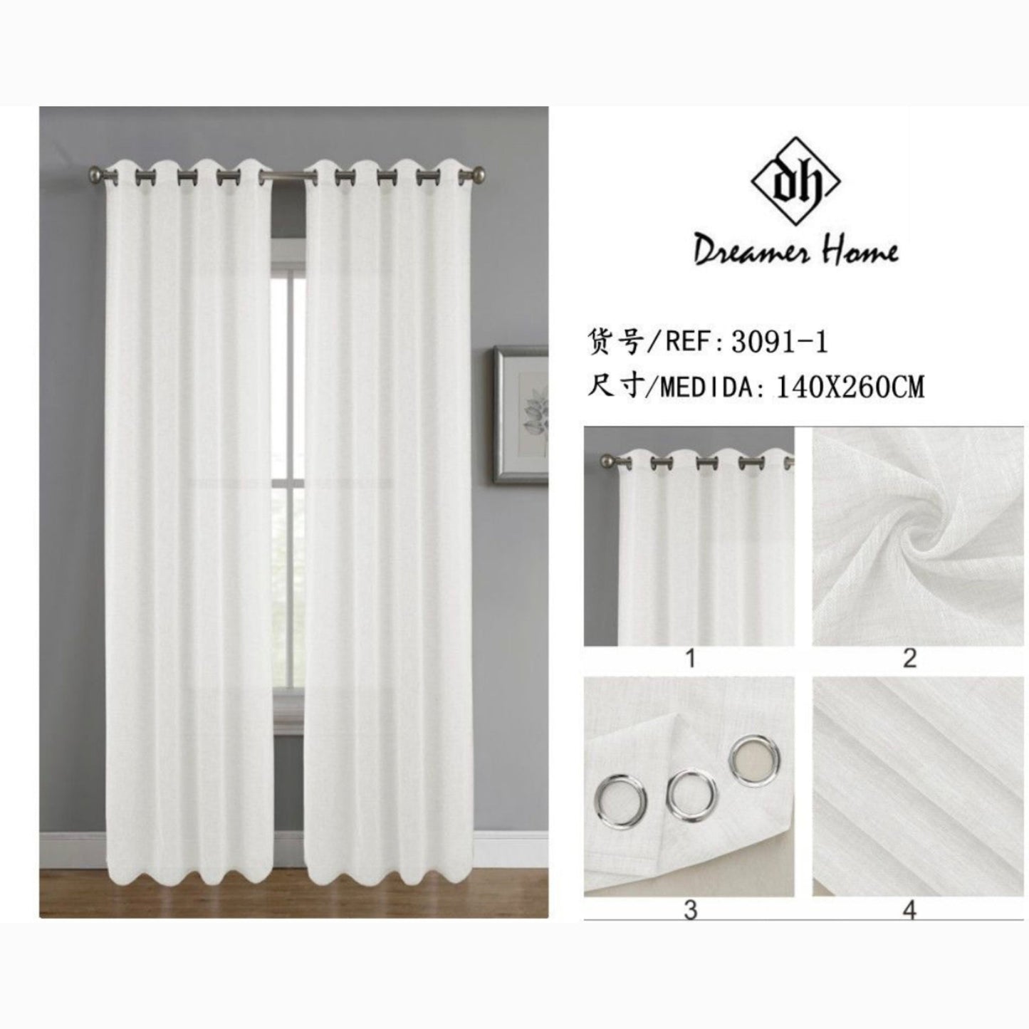 Cortina visillo lino 140*260cm beige