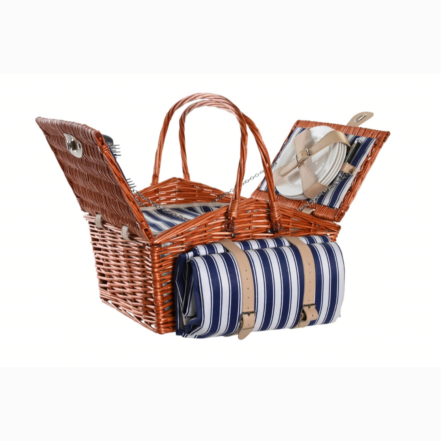 Cesta picnic set 19 mimbre 42*30*20cm marron