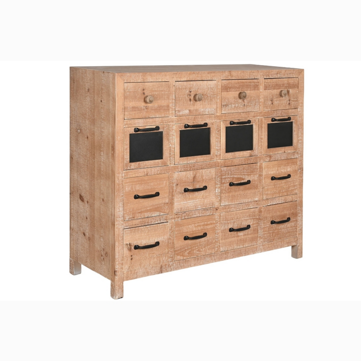 Cajonera abeto metal 110*40*92.5cm 16 caj natural