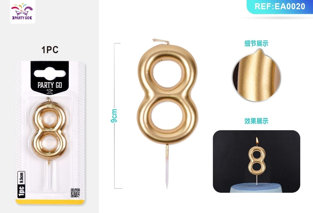 Vela de numero color oro ( + numeros )
