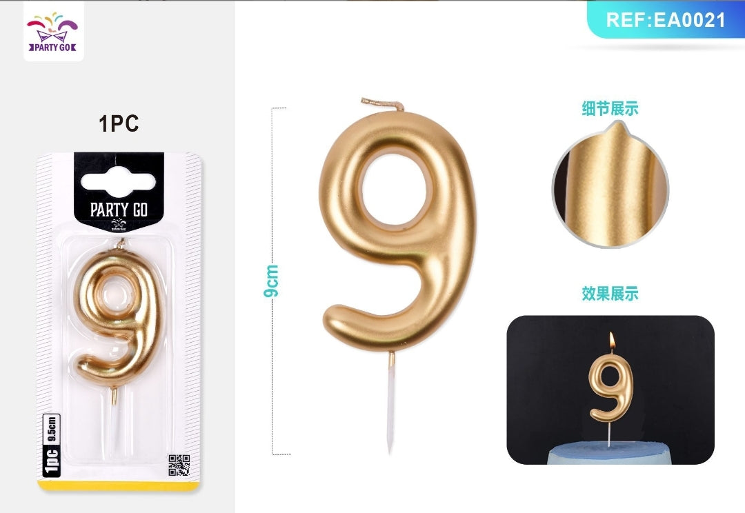 Vela de numero color oro ( + numeros )