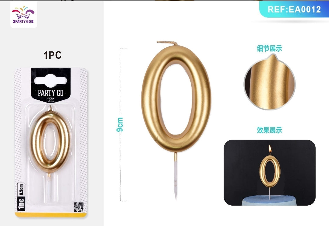 Vela de numero color oro ( + numeros )