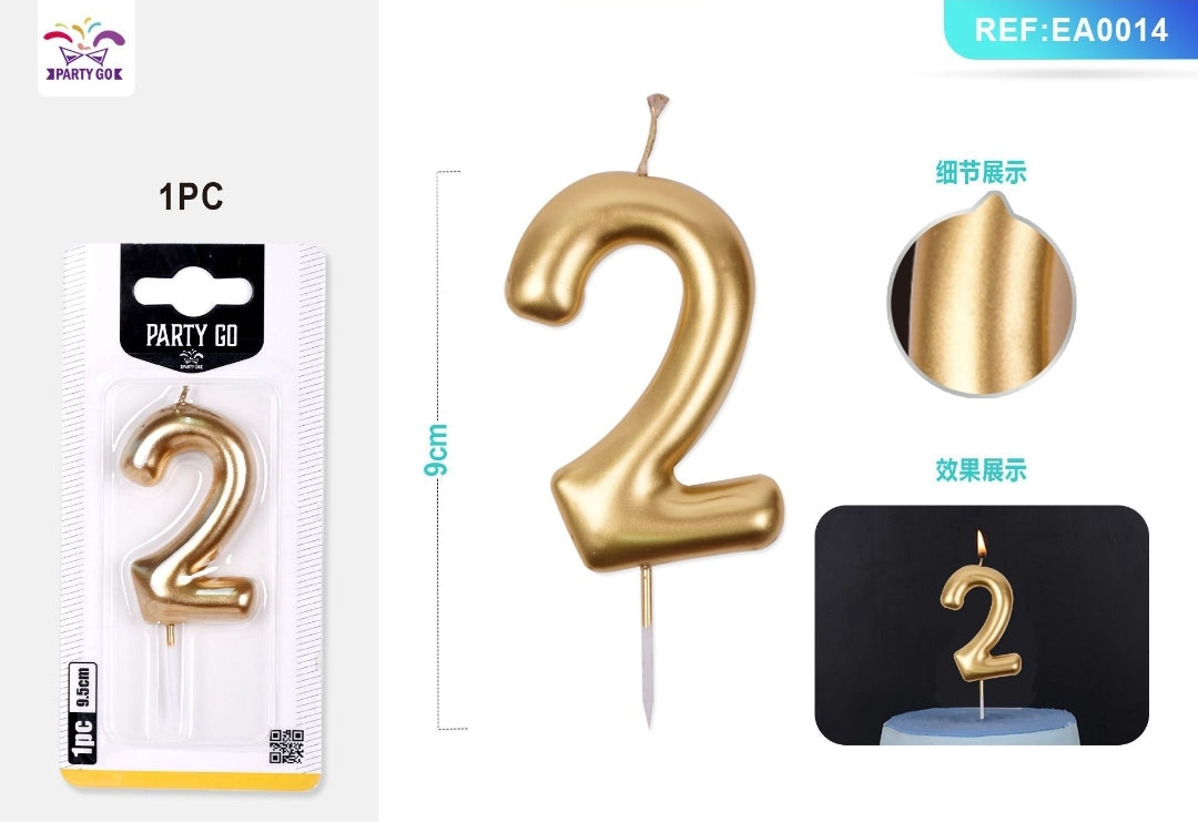 Vela de numero color oro ( + numeros )