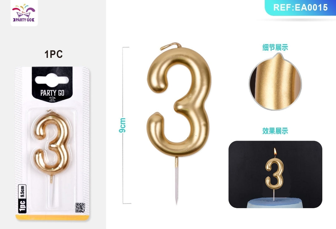Vela de numero color oro ( + numeros )