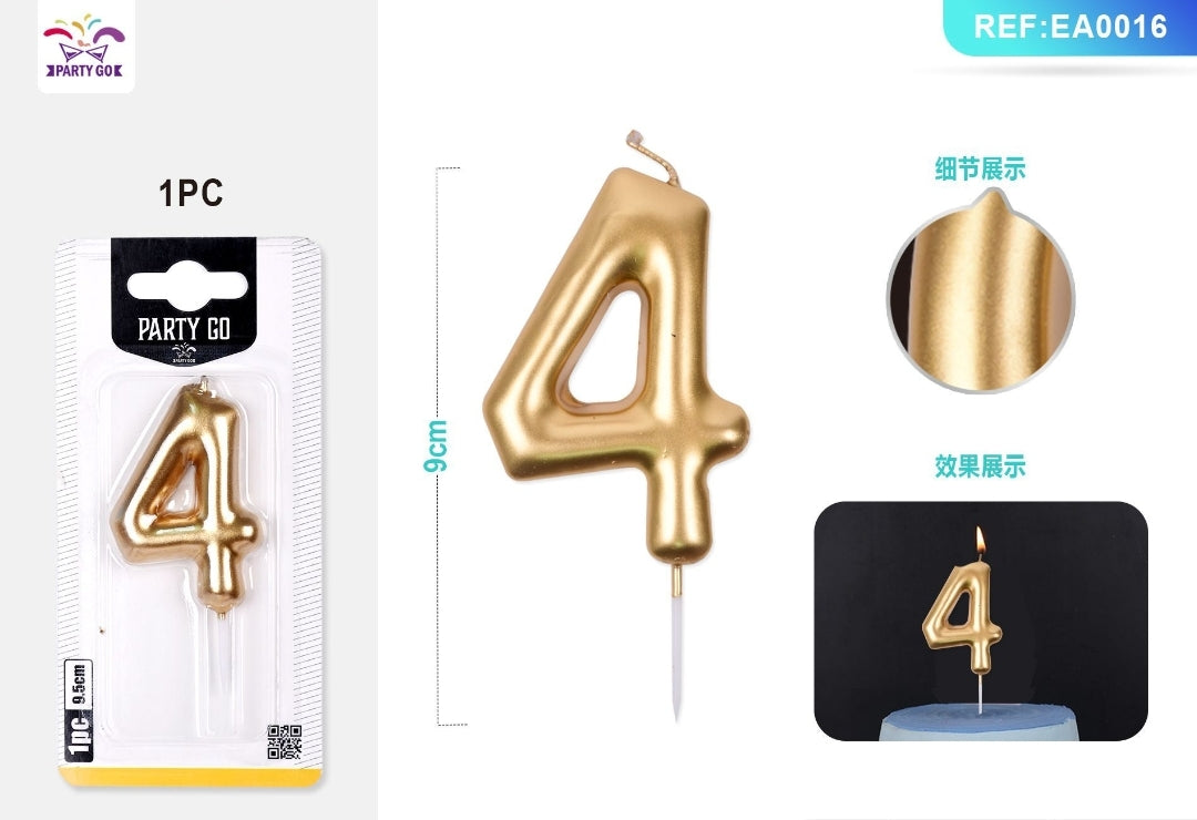 Vela de numero color oro ( + numeros )
