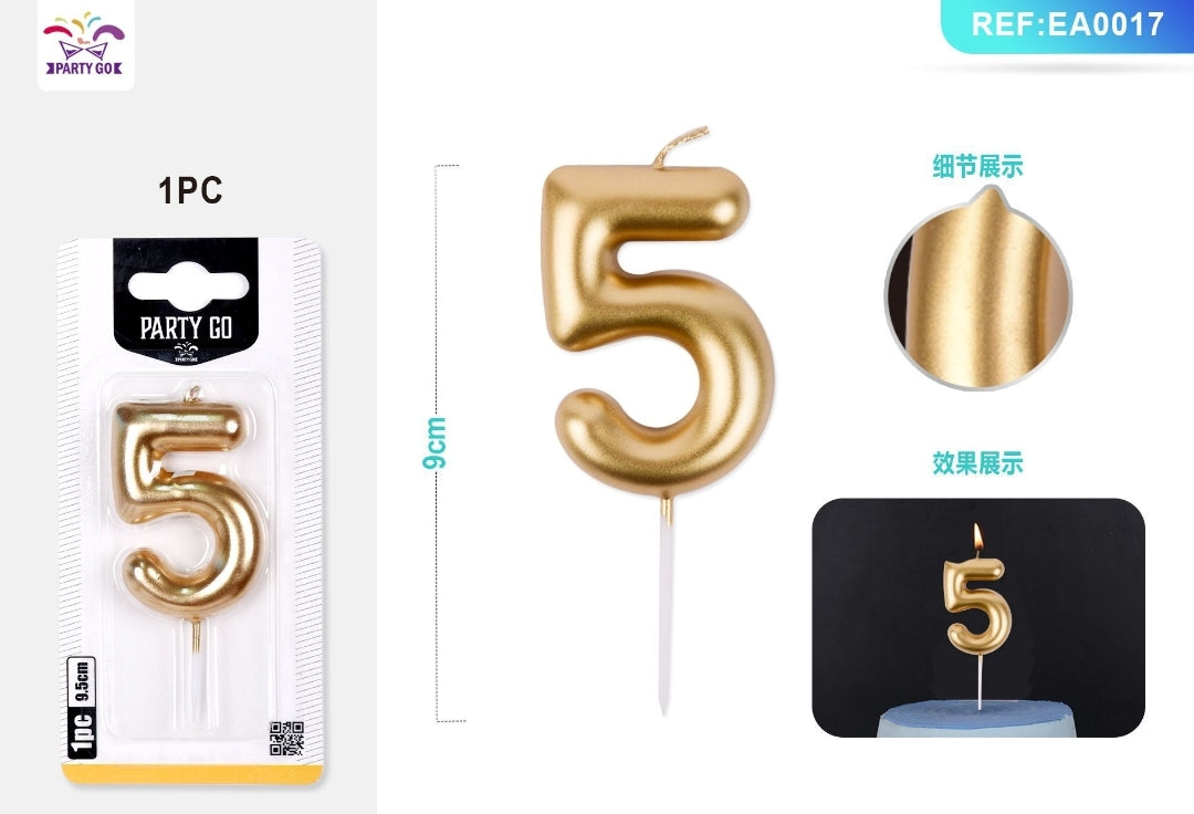 Vela de numero color oro ( + numeros )