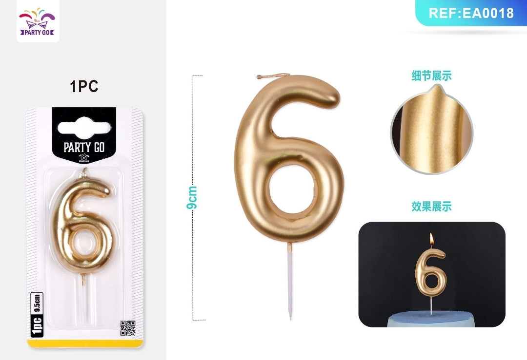 Vela de numero color oro ( + numeros )