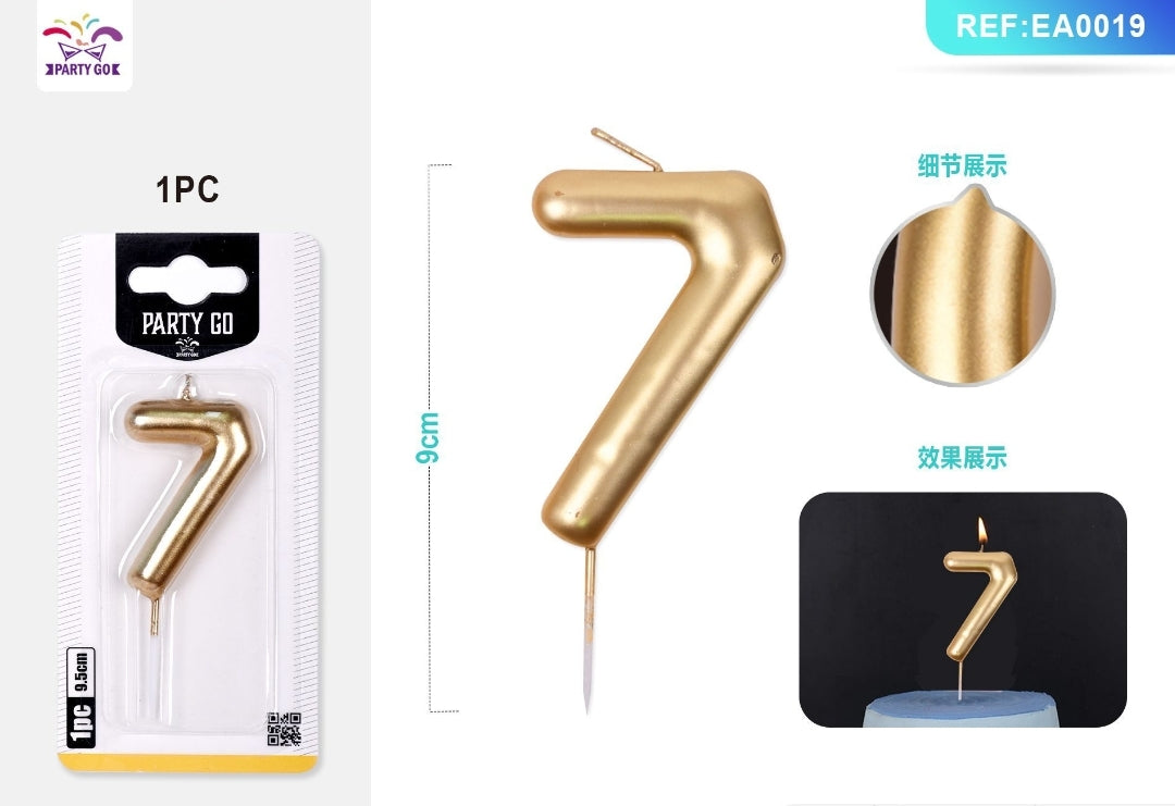 Vela de numero color oro ( + numeros )