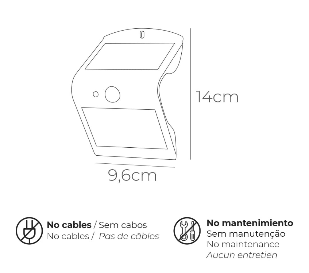 Aplique solar 1,5w 220ml recargable