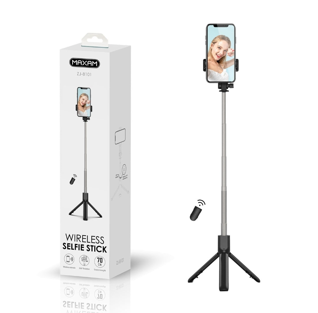Palo / Tripode de selfi con mando Negro