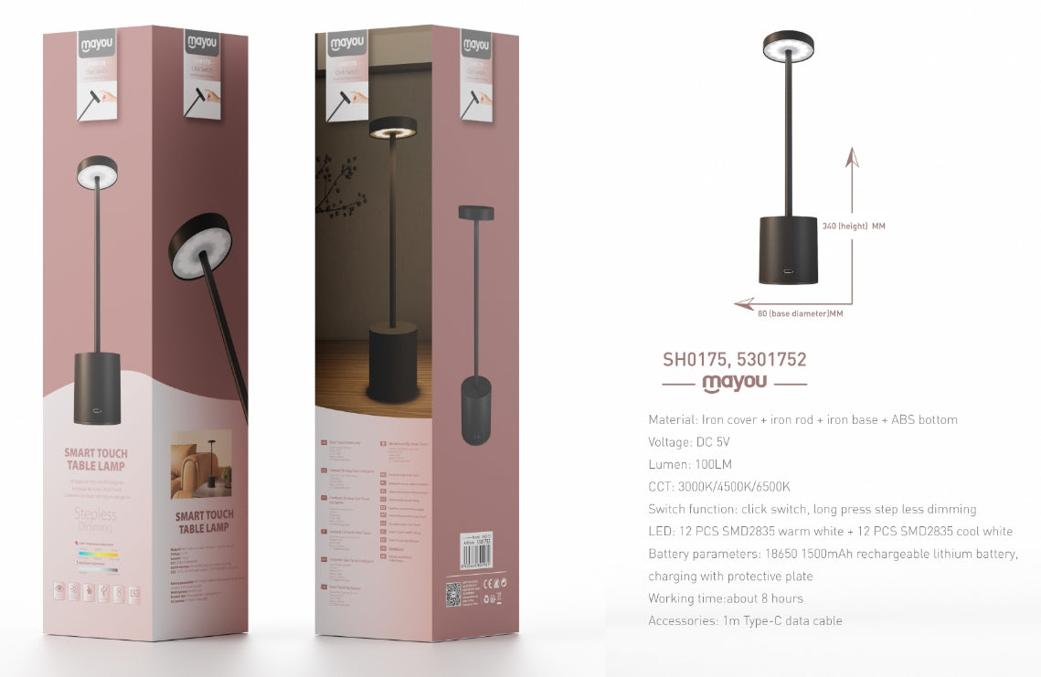 Lampara portatil pannel tactil SG0175 34*8cm rosa