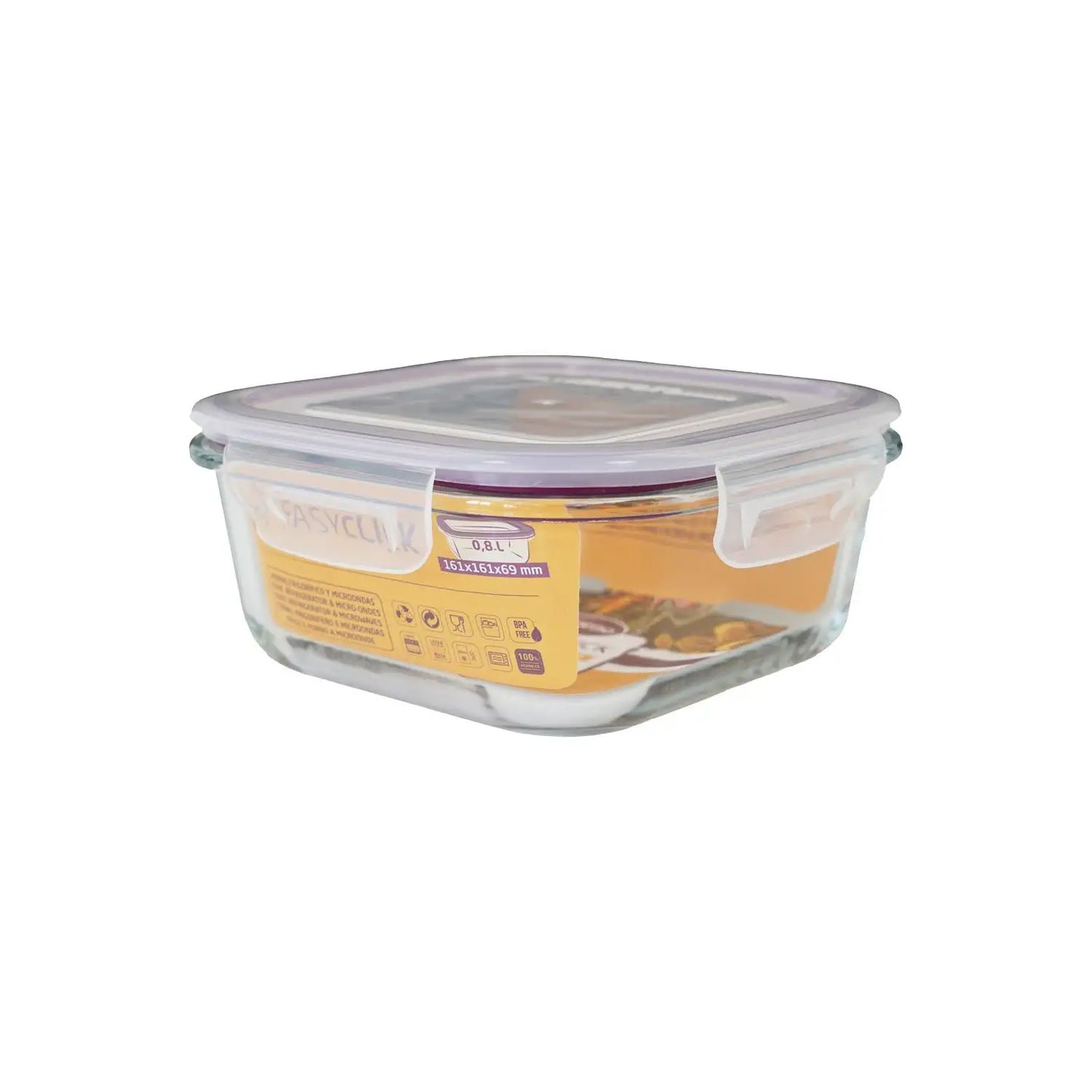 Tupper hermético cuadrado 800ml
