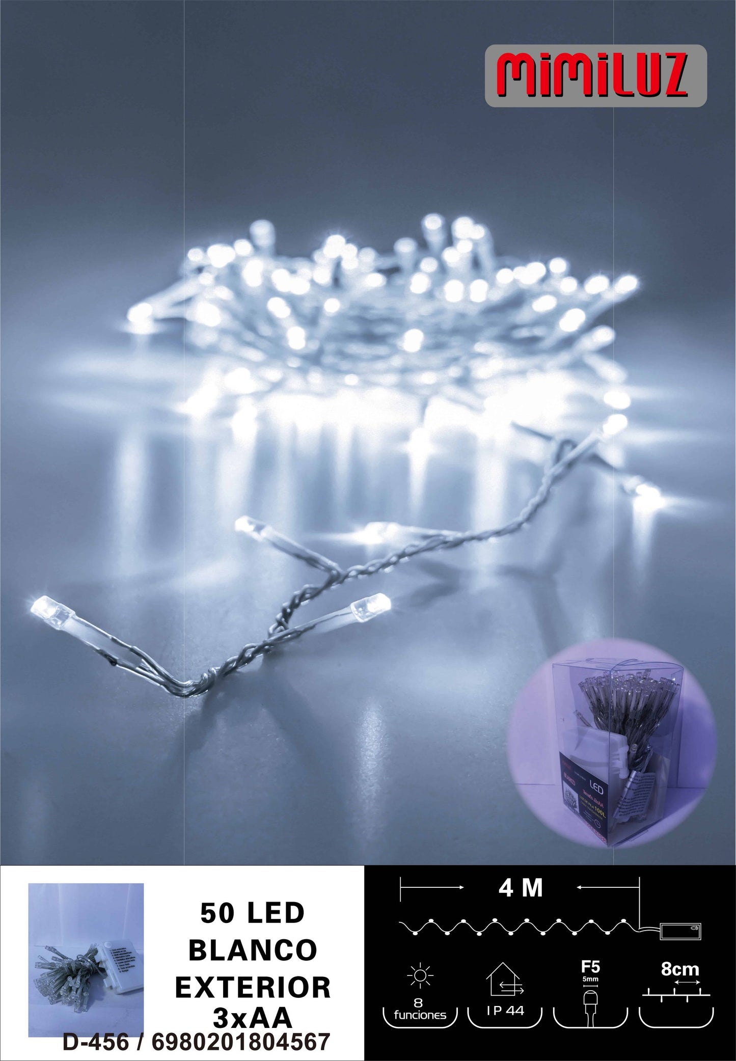 Calda luce a batteria da 50 LED