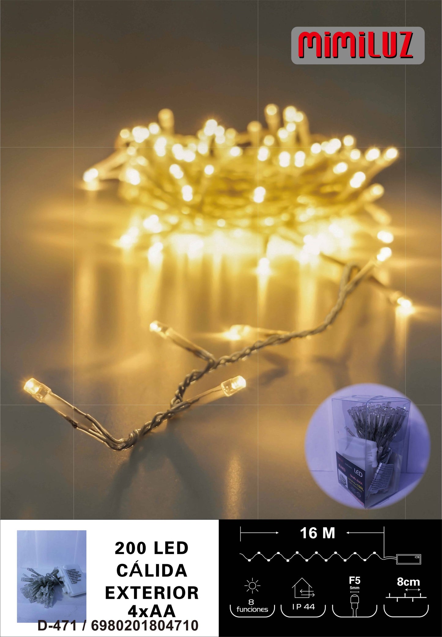 Luz bateria 200LED blanca