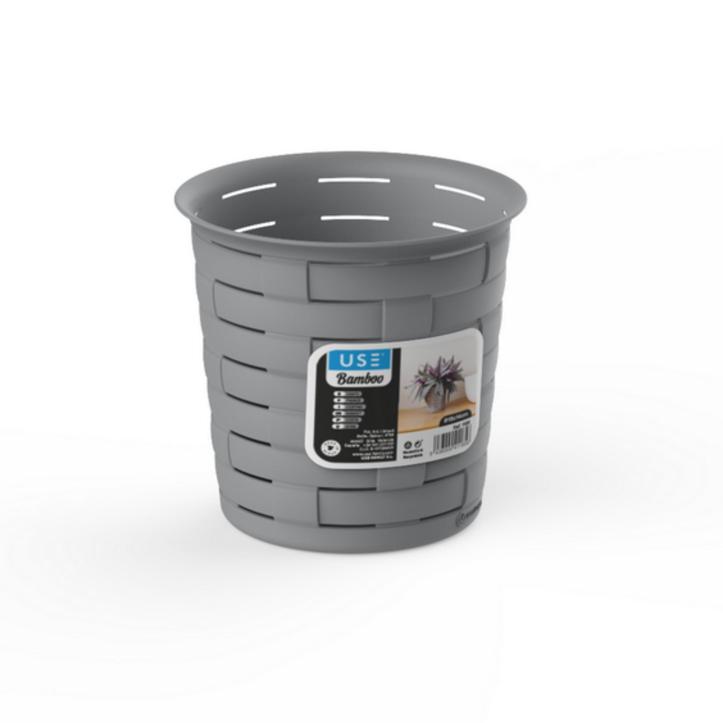 Cesto 1,6L redondo serie BAMBOO blanco