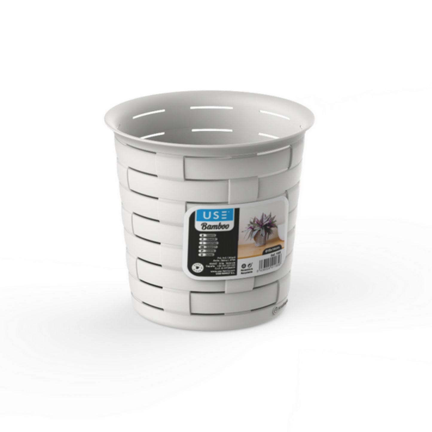 Cesto 1,6L redondo serie BAMBOO blanco