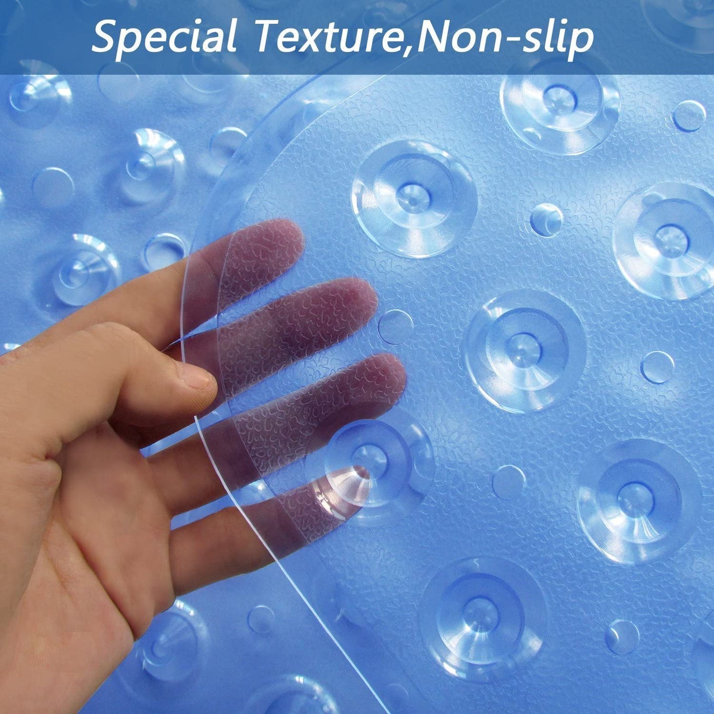 Alfombrilla de bañera y ducha antideslizante 53*54 azul transp.