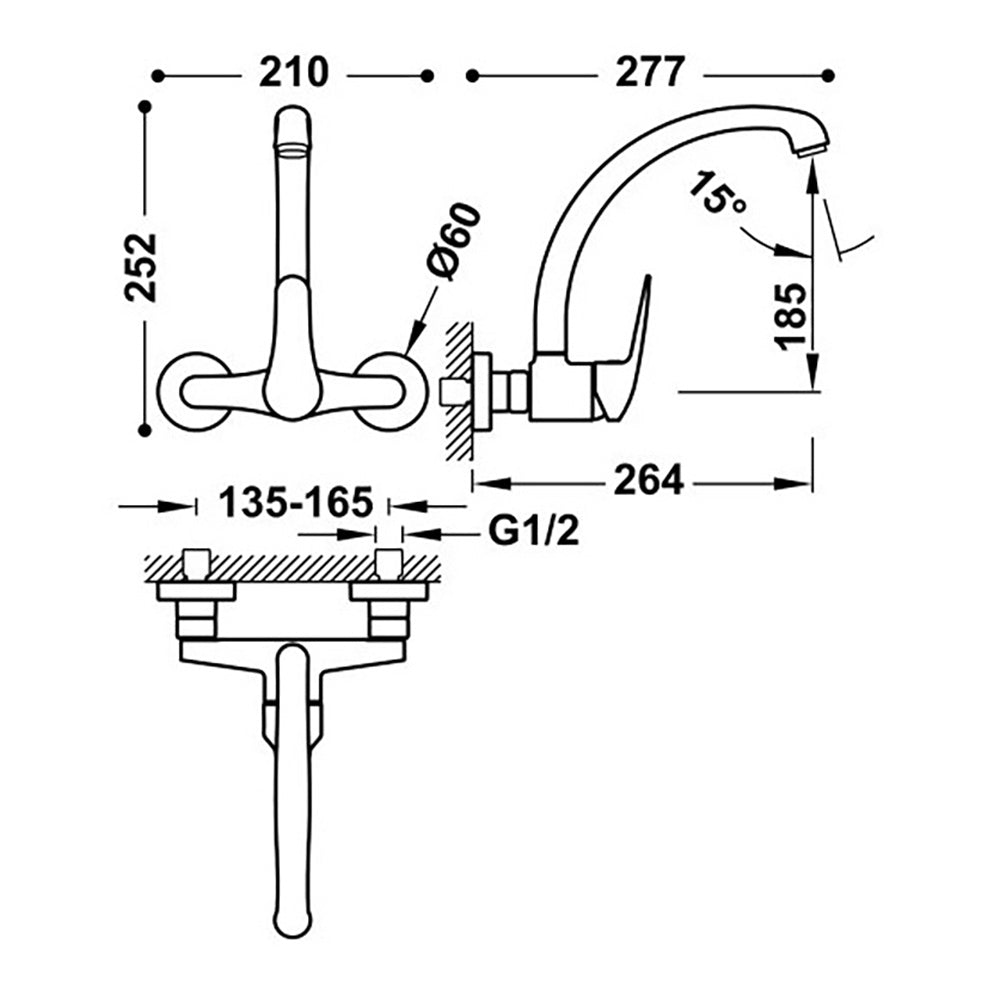 Grifo TRES empotrado de cocina