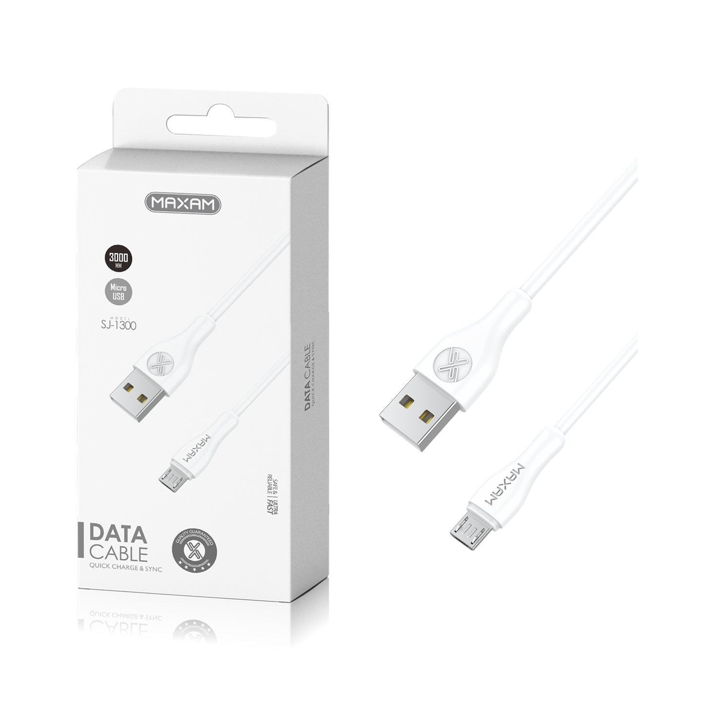 Cable micro usb blanco 2A 3m