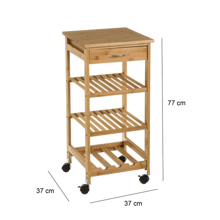 Carro cocina bambu 37 X 37 X 77 CM