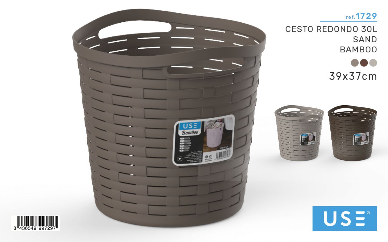 Cesto 30L Redondo Bamboo arena