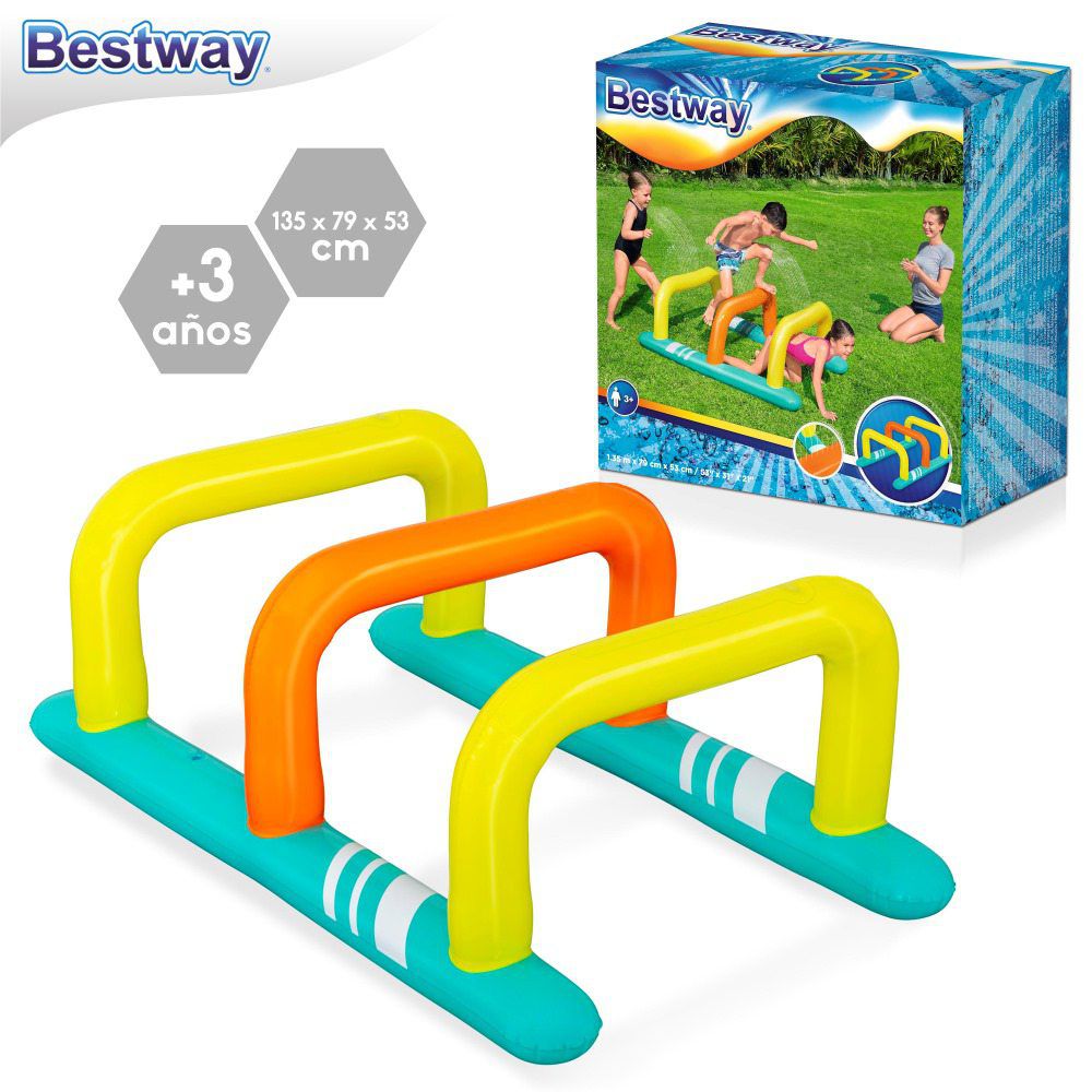 GIOCO SALTA IL RECINTO GONFIABILE 135 X 79 X 53 CM TUBO COLLEGABILE FUNZIONE SPRAY - SCATOLA STAMPATA